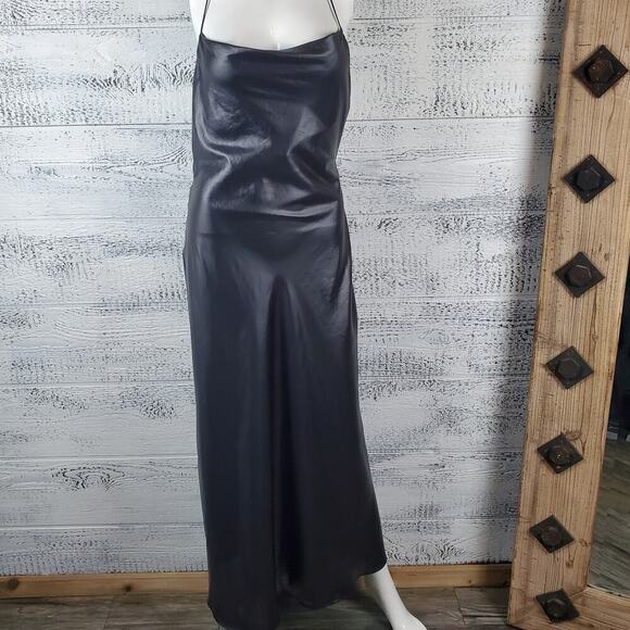 Zara Slip Satin Backless Black Cowl Neck Cocktail Evening Dress New With Tag - Picture 7 of 14